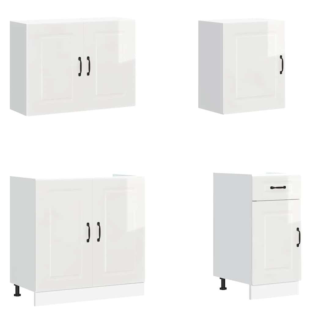 vidaXL Ensemble de 7 meubles de cuisine Kalmar Blanc brillant Aggloméré