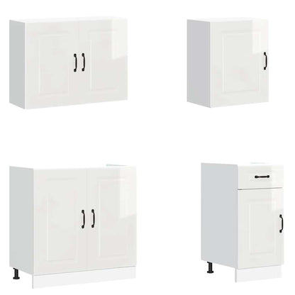 vidaXL Ensemble de 7 meubles de cuisine Kalmar Blanc brillant Aggloméré