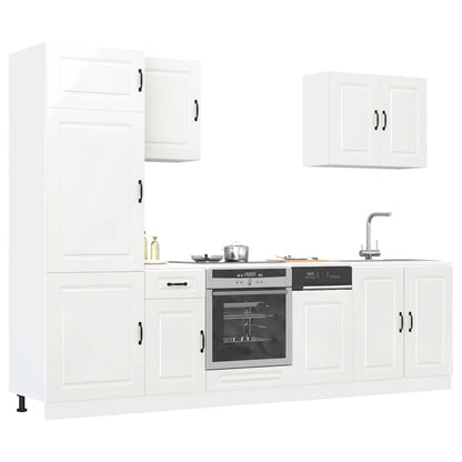 vidaXL Ensemble de 7 meubles de cuisine Kalmar Blanc brillant Aggloméré