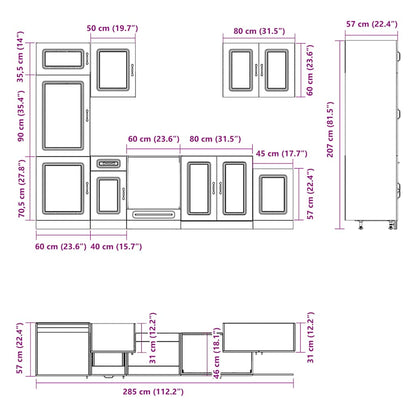 vidaXL 7-tlg. Küchenschrank-Set Kalmar Sonoma-Eiche Holzwerkstoff