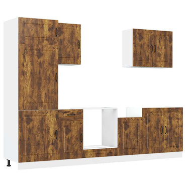 vidaXL 7-tlg. Küchenschrank-Set Kalmar Räuchereiche Holzwerkstoff