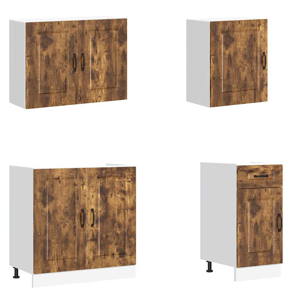 vidaXL 7-tlg. Küchenschrank-Set Kalmar Räuchereiche Holzwerkstoff