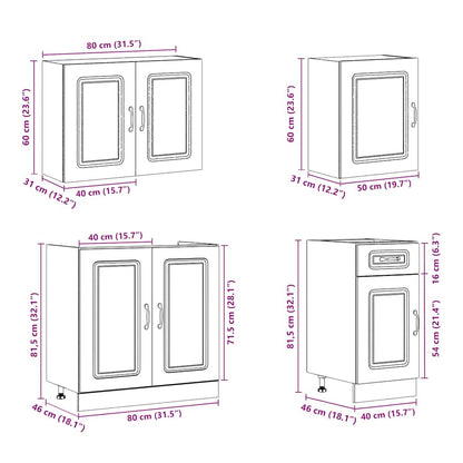 7-tlg. Küchenschrank-Set Kalmar Räuchereiche Holzwerkstoff