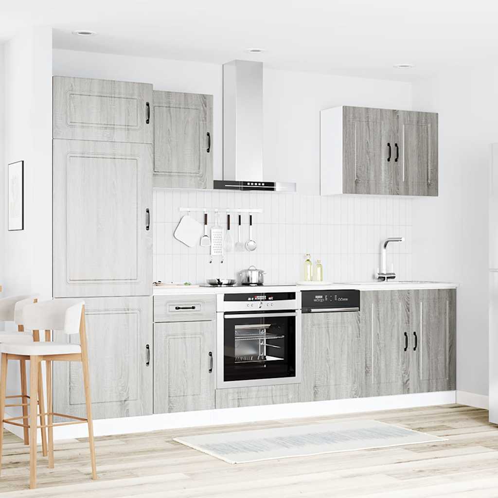 vidaXL 7-tlg. Küchenschrank-Set Kalmar Grau Sonoma Holzwerkstoff