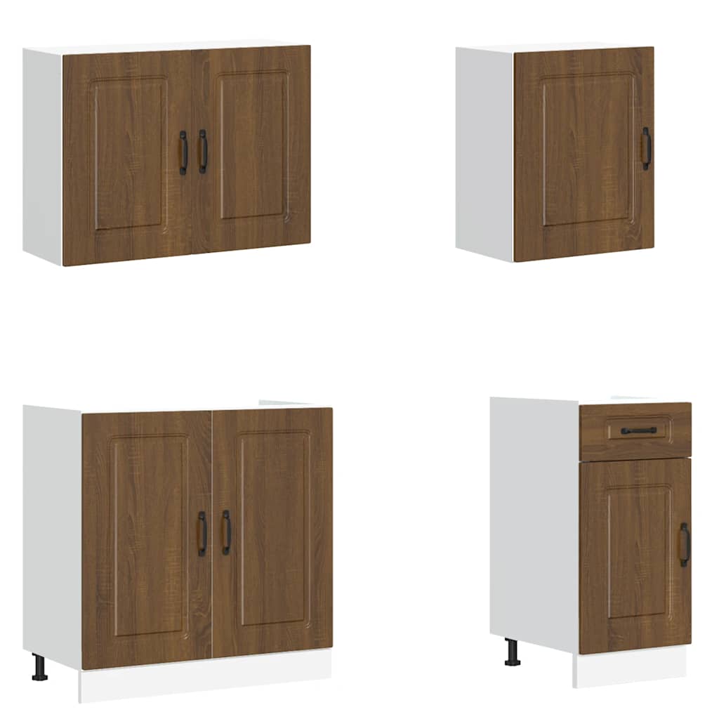 vidaXL Ensemble de 7 meubles de cuisine Kalmar, aspect chêne marron, bois d'ingénierie
