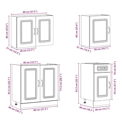 7-tlg. Küchenschrank-Set Kalmar Braun Eichen-Optik Holzwerkstoff