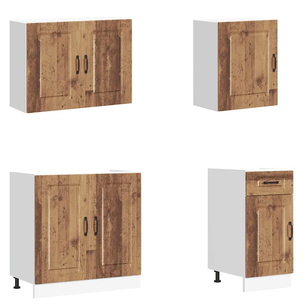 vidaXL 7-tlg. Küchenschrank-Set Kalmar Altholz-Optik Holzwerkstoff