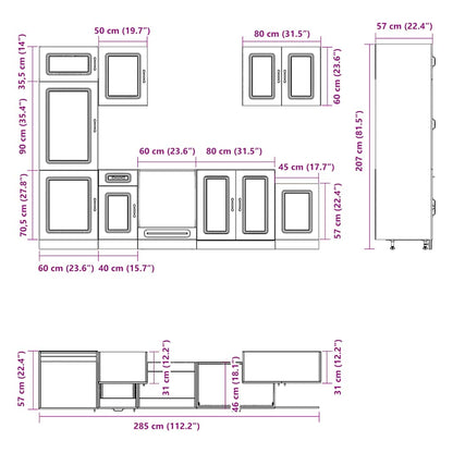 vidaXL 7-tlg. Küchenschrank-Set Kalmar Altholz-Optik Holzwerkstoff