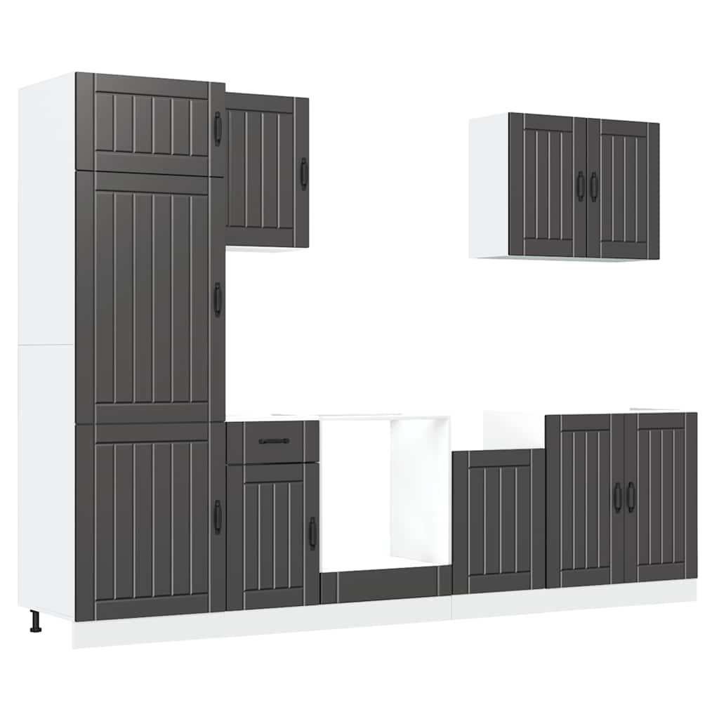 vidaXL Ensemble de 7 meubles de cuisine Lucca Noir Bois d'ingénierie