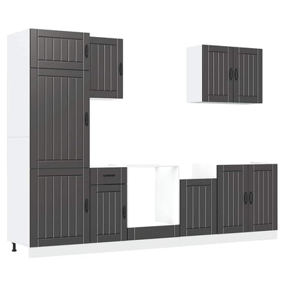 vidaXL Ensemble de 7 meubles de cuisine Lucca Noir Bois d'ingénierie