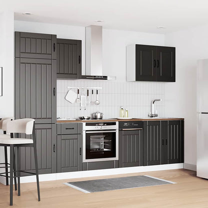 vidaXL Ensemble de 7 meubles de cuisine Lucca Noir Bois d'ingénierie