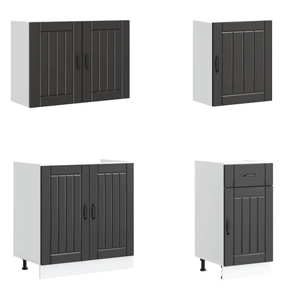 vidaXL Ensemble de 7 meubles de cuisine Lucca Noir Bois d'ingénierie