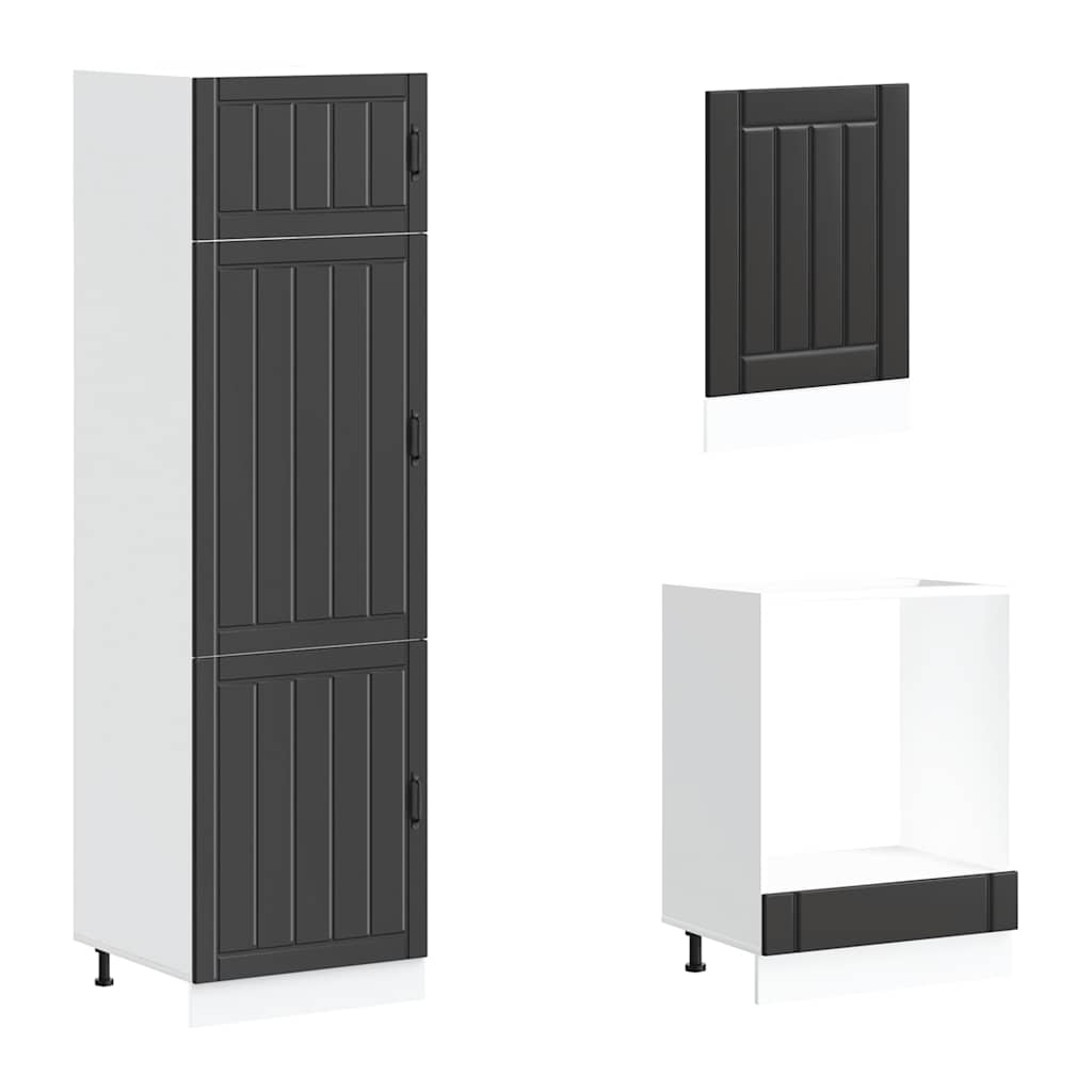vidaXL Ensemble de 7 meubles de cuisine Lucca Noir Bois d'ingénierie