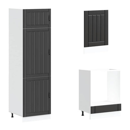 vidaXL Ensemble de 7 meubles de cuisine Lucca Noir Bois d'ingénierie