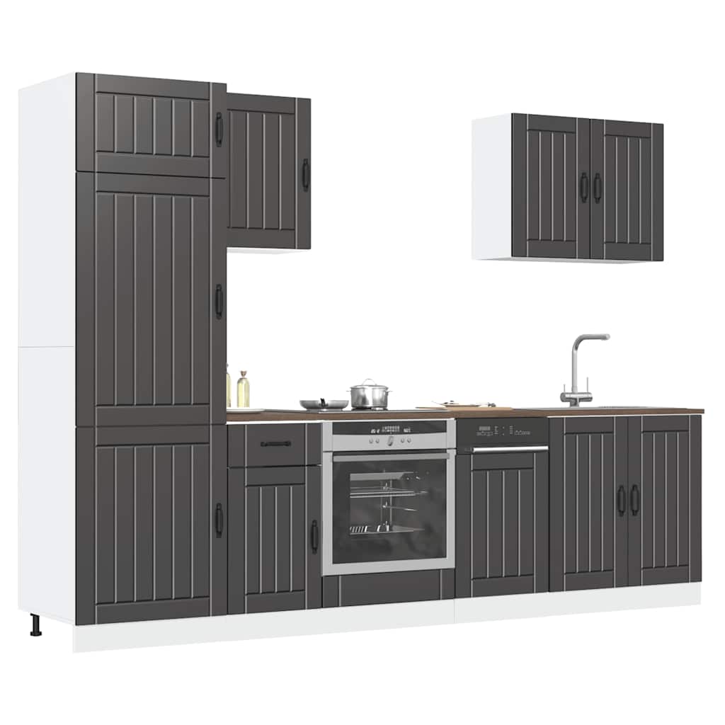 vidaXL Ensemble de 7 meubles de cuisine Lucca Noir Bois d'ingénierie