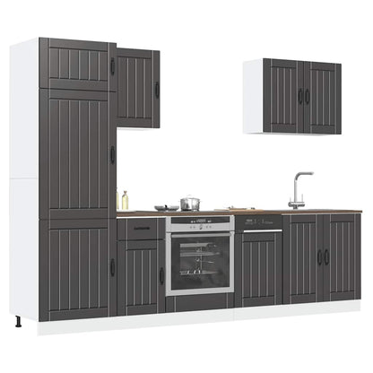 vidaXL Ensemble de 7 meubles de cuisine Lucca Noir Bois d'ingénierie