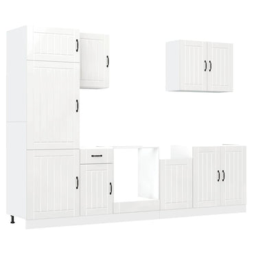 vidaXL Ensemble de 7 meubles de cuisine Lucca MDF laqué blanc