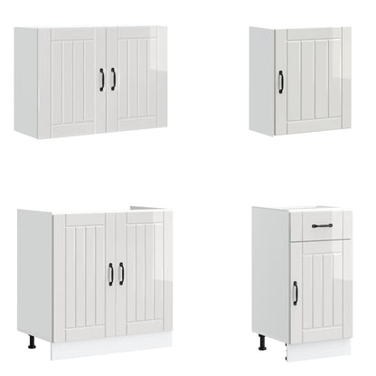 vidaXL Ensemble de 7 meubles de cuisine Lucca MDF laqué blanc