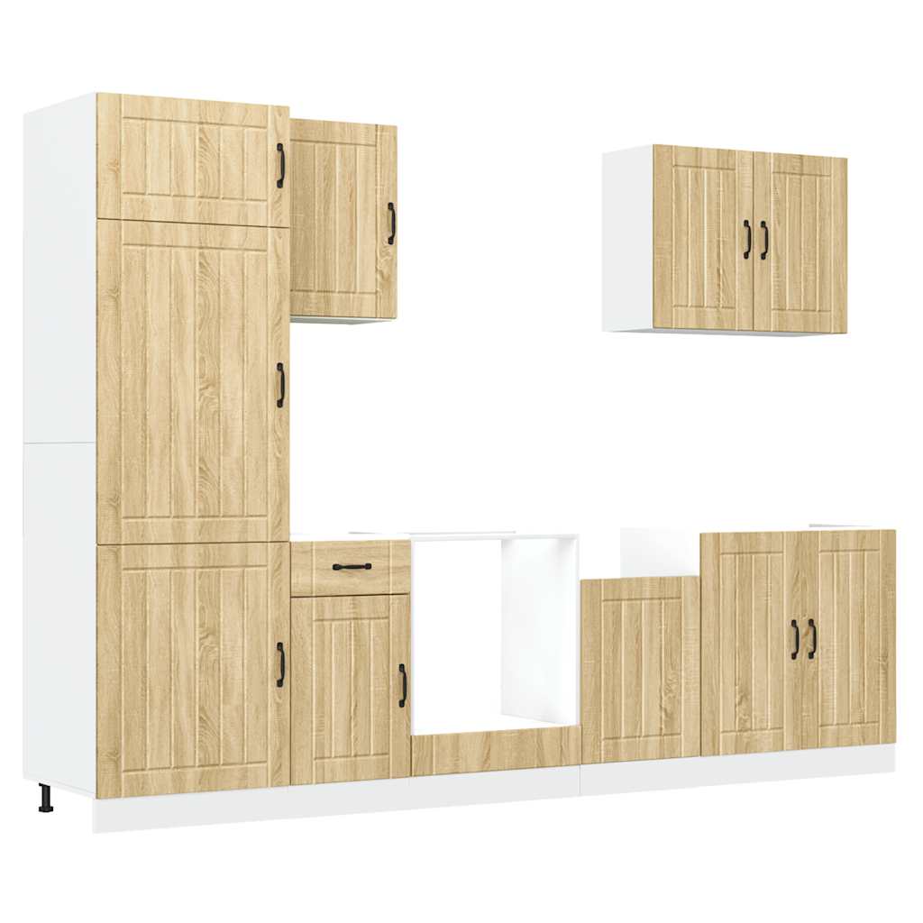 vidaXL 7-tlg. Küchenschrank-Set Lucca Sonoma-Eiche Holzwerkstoff
