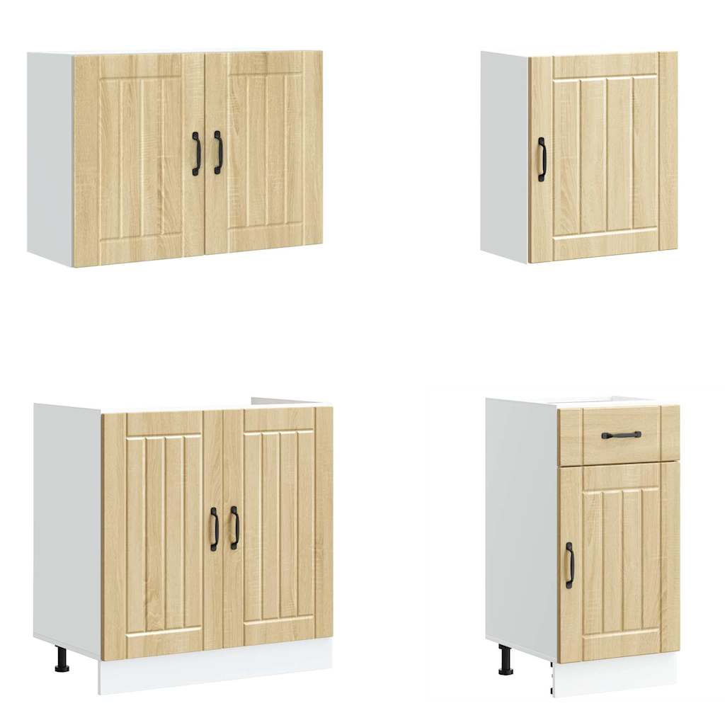 vidaXL 7-tlg. Küchenschrank-Set Lucca Sonoma-Eiche Holzwerkstoff