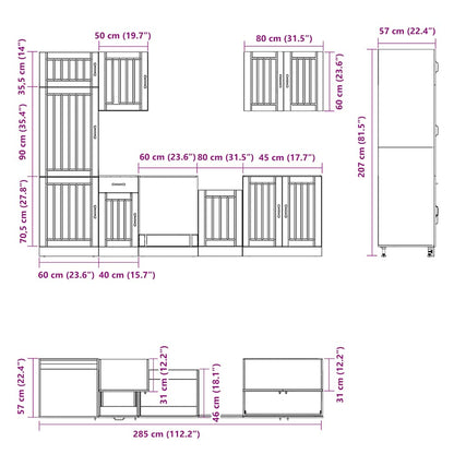 vidaXL 7-tlg. Küchenschrank-Set Lucca Sonoma-Eiche Holzwerkstoff