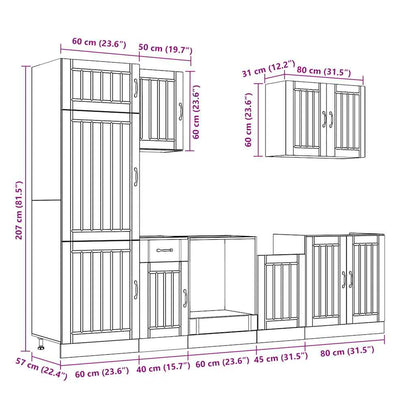 vidaXL 7-tlg. Küchenschrank-Set Lucca Sonoma-Eiche Holzwerkstoff