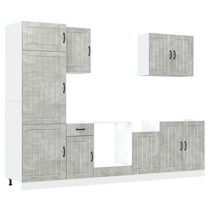 vidaXL 7-tlg. Küchenschrank-Set Lucca Betongrau Holzwerkstoff