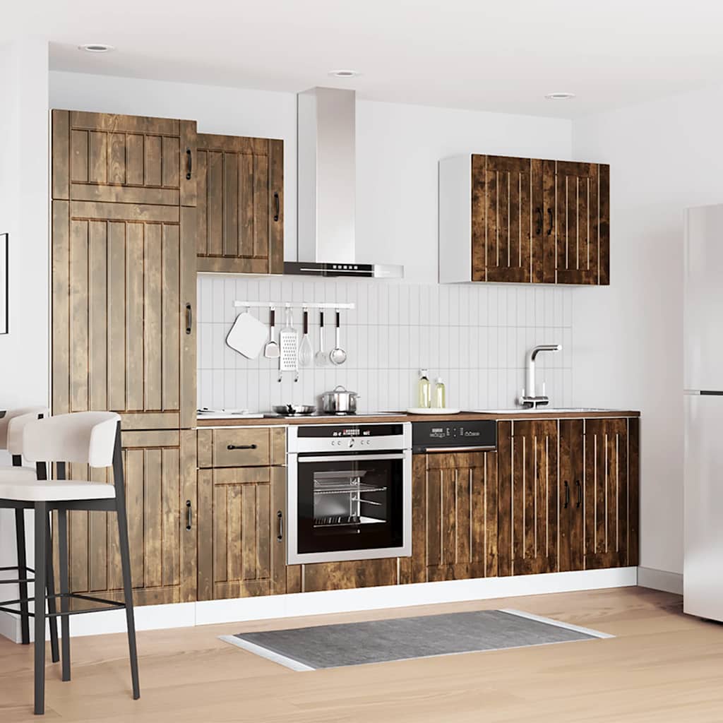 vidaXL Ensemble de 7 meubles de cuisine Lucca Chêne fumé Bois d'ingénierie