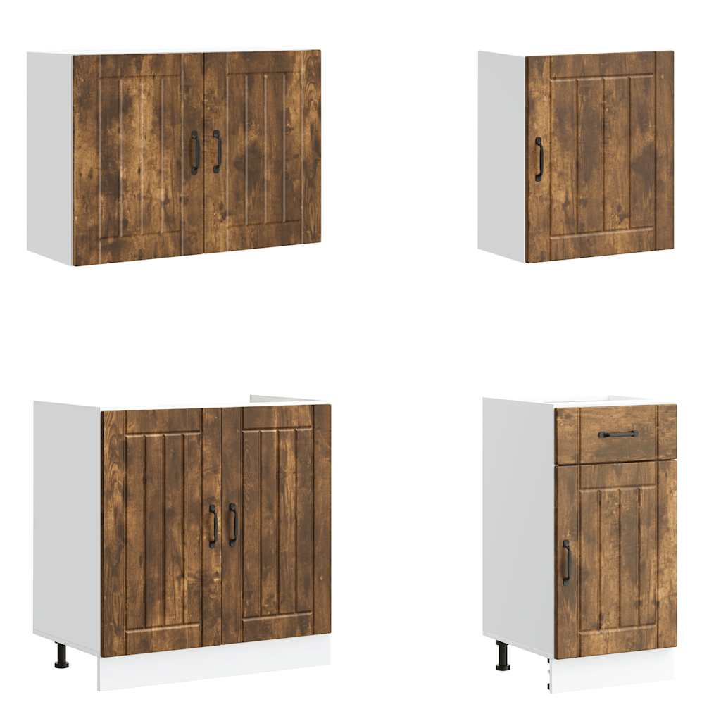vidaXL Ensemble de 7 meubles de cuisine Lucca Chêne fumé Bois d'ingénierie
