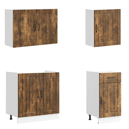 vidaXL Ensemble de 7 meubles de cuisine Lucca Chêne fumé Bois d'ingénierie