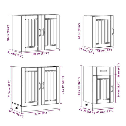 vidaXL Ensemble de 7 meubles de cuisine Lucca Chêne fumé Bois d'ingénierie