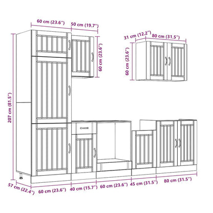 vidaXL Ensemble de 7 meubles de cuisine Lucca Chêne fumé Bois d'ingénierie