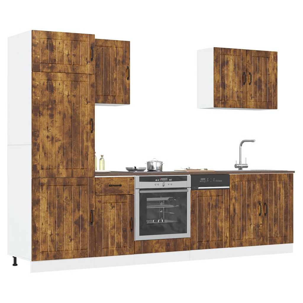 vidaXL Ensemble de 7 meubles de cuisine Lucca Chêne fumé Bois d'ingénierie