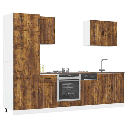 vidaXL Ensemble de 7 meubles de cuisine Lucca Chêne fumé Bois d'ingénierie