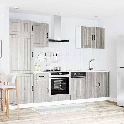 vidaXL 7-tlg. Küchenschrank-Set Lucca Grau Sonoma Holzwerkstoff