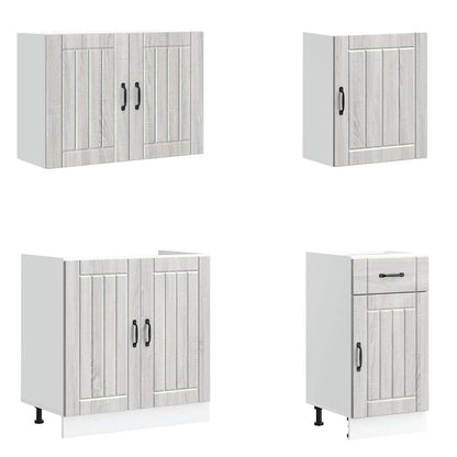 vidaXL 7-tlg. Küchenschrank-Set Lucca Grau Sonoma Holzwerkstoff