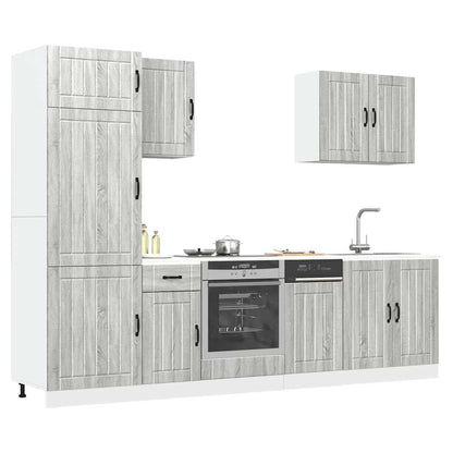 vidaXL 7-tlg. Küchenschrank-Set Lucca Grau Sonoma Holzwerkstoff