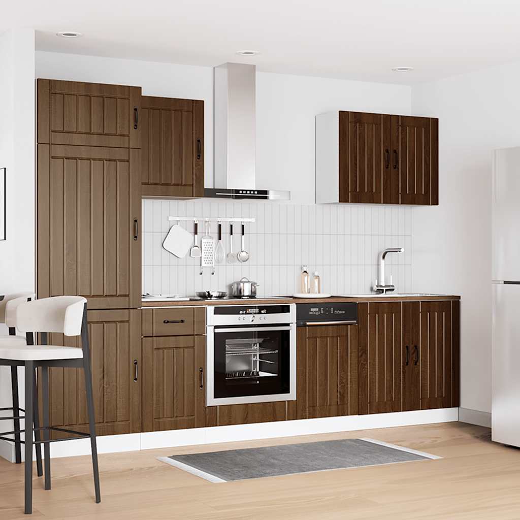 vidaXL Ensemble de 7 éléments de meuble de cuisine Lucca Aspect chêne marron Bois d'ingénierie