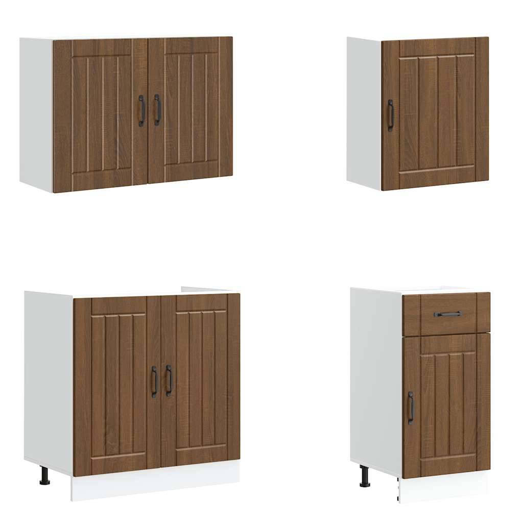 vidaXL Ensemble de 7 éléments de meuble de cuisine Lucca Aspect chêne marron Bois d'ingénierie