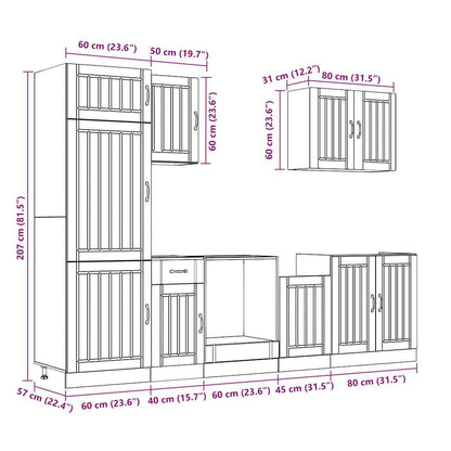 vidaXL 7-tlg. Küchenschrank-Set Lucca Altholz-Optik Holzwerkstoff