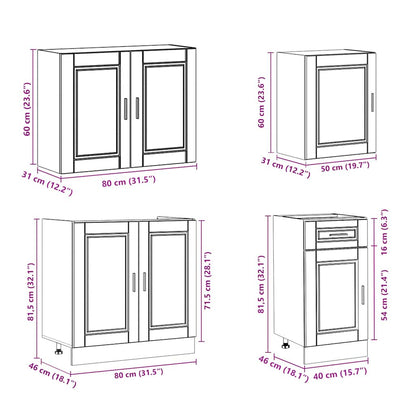vidaXL 7-tlg. Küchenschrank-Set Porto Weiß Holzwerkstoff