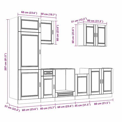 vidaXL 7-tlg. Küchenschrank-Set Porto Weiß Holzwerkstoff