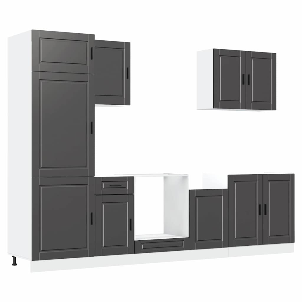 vidaXL Ensemble de 7 éléments de meuble de cuisine Porto Noir Bois d'ingénierie