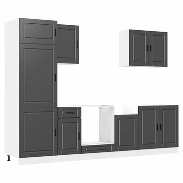 vidaXL Ensemble de 7 éléments de meuble de cuisine Porto Noir Bois d'ingénierie