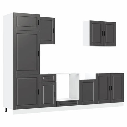 vidaXL Ensemble de 7 éléments de meuble de cuisine Porto Noir Bois d'ingénierie