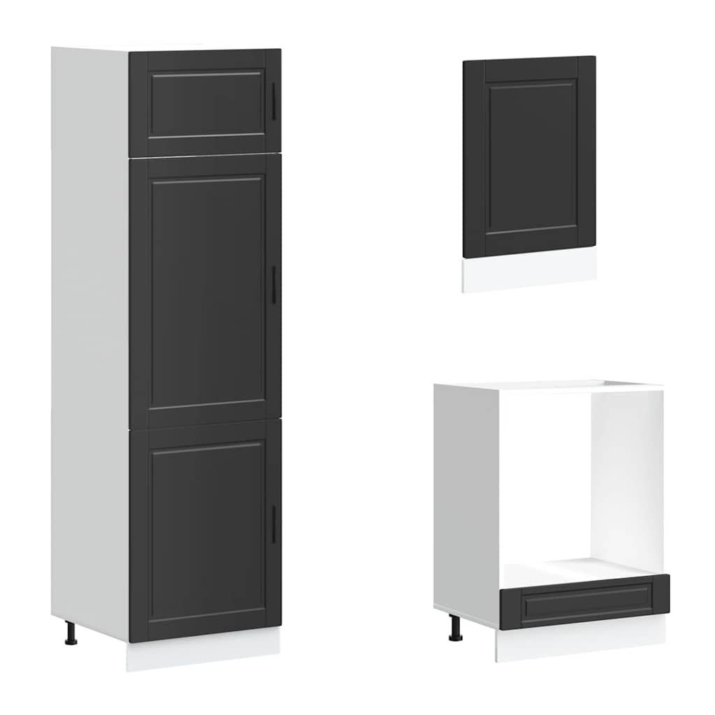vidaXL Ensemble de 7 éléments de meuble de cuisine Porto Noir Bois d'ingénierie