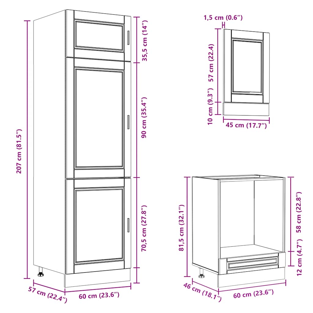 vidaXL Ensemble de 7 éléments de meuble de cuisine Porto Noir Bois d'ingénierie