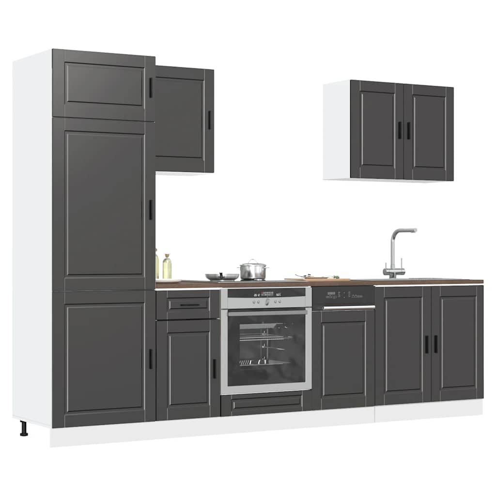 vidaXL Ensemble de 7 éléments de meuble de cuisine Porto Noir Bois d'ingénierie