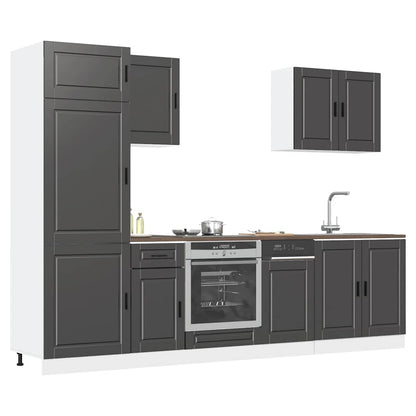 vidaXL Ensemble de 7 éléments de meuble de cuisine Porto Noir Bois d'ingénierie