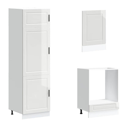 vidaXL 7-tlg. Küchenschrank-Set Porto Hochglanz-Weiß Holzwerkstoff